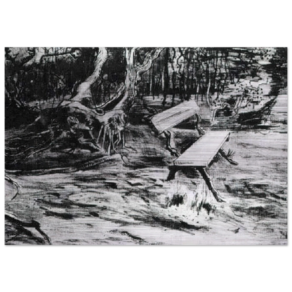 Bench in a Wood - Vincent van Gogh Brushed Aluminum Print - 70x100 cm / 28x40 inches | Vincent van Gogh Aluminum Print | Vincent van Gogh Prints