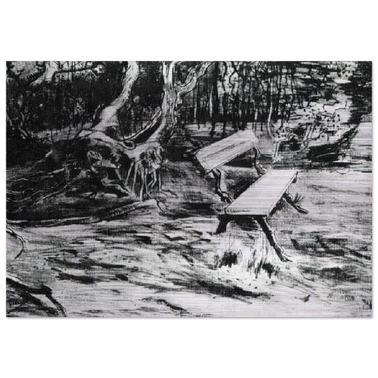 Bench in a Wood - Vincent van Gogh Brushed Aluminum Print - 70x100 cm / 28x40 inches | Vincent van Gogh Aluminum Print | Vincent van Gogh Prints