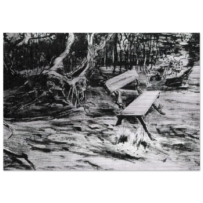 Bench in a Wood - Vincent van Gogh Brushed Aluminum Print - 70x100 cm / 28x40 inches | Vincent van Gogh Aluminum Print | Vincent van Gogh Prints