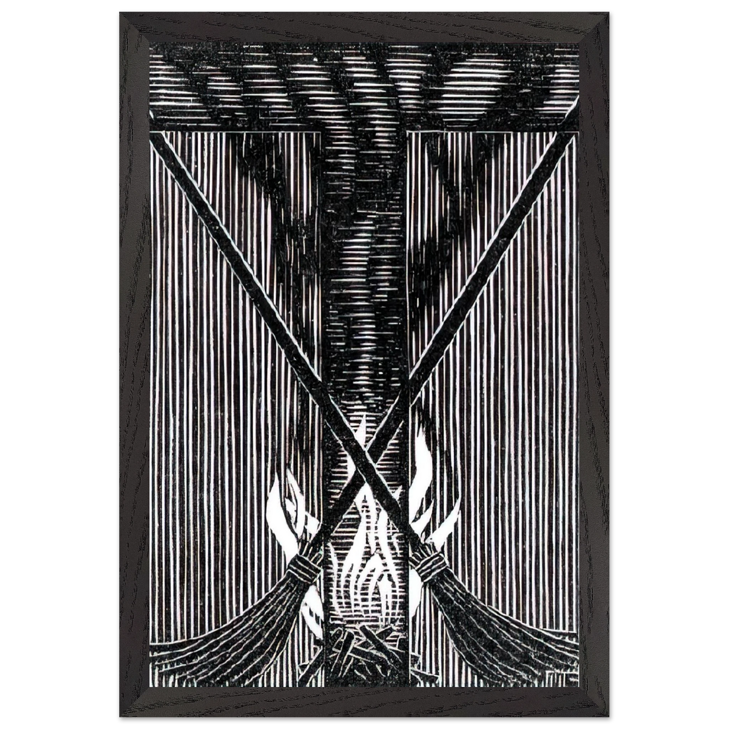 MC Escher - INITIAL T Wall Art - 30x40 cm / 12x16 inches - Premium Wooden Framed Poster With Fine Art Paper - Black frame