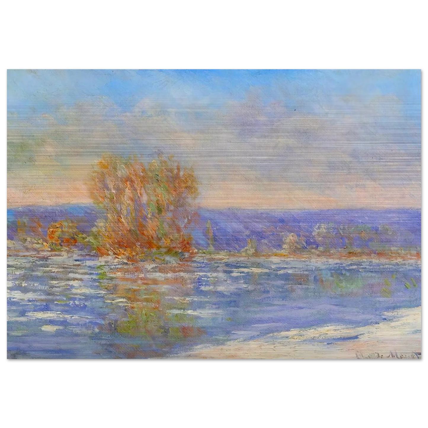 Floating Ice near Bennecourt - claude monet Brushed Aluminum Print - 70x100 cm / 28x40 inches | claude monet Aluminum Print | claude monet Prints