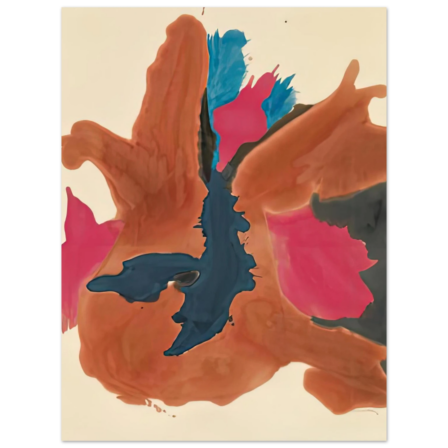 Helen Frankenthaler - Pink Lady, 1963- Wall Art - 60x80 cm / 24x32 inches - Premium Wooden Framed Poster With Fine Art Paper - White frame