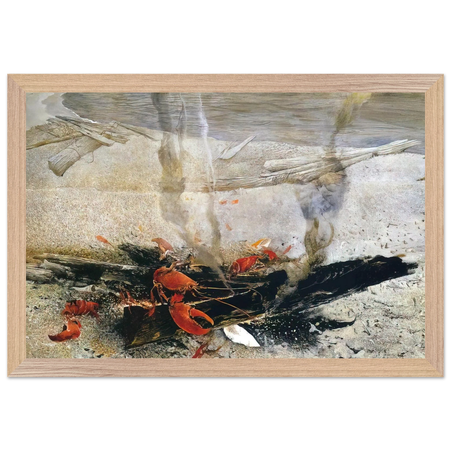 Andrew Wyeth - EMBERS 2000 Wall Art - 60x80 cm / 24x32 inches - Premium Wooden Framed Poster With Fine Art Paper - White frame