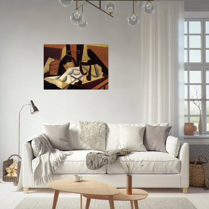 STILL LIFE WITH WHITE TABLECLOTH 1916 - Juan Gris Brushed Aluminum Print - 70x100 cm / 28x40 inches | Juan Gris Aluminum Print | Juan Gris Prints