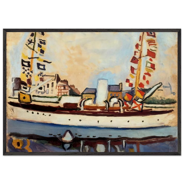 THE ENGLISH YACHT 1906 - Raoul Dufy 70x100 cm / 28x40 inches Framed Art Print – Black Wooden Frame