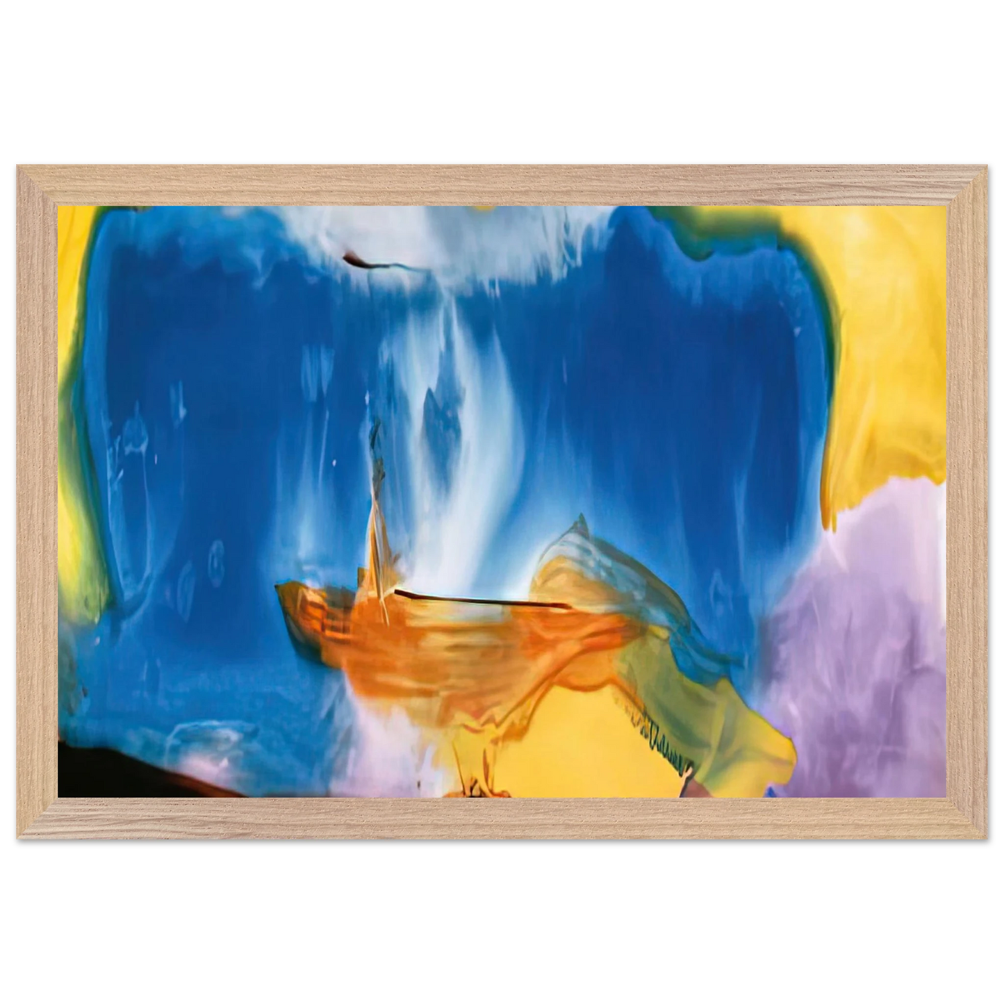 Helen Frankenthaler - Moveable Blue, 1973- Wall Art - 30x40 cm / 12x16 inches - Premium Wooden Framed Poster With Fine Art Paper - Black frame