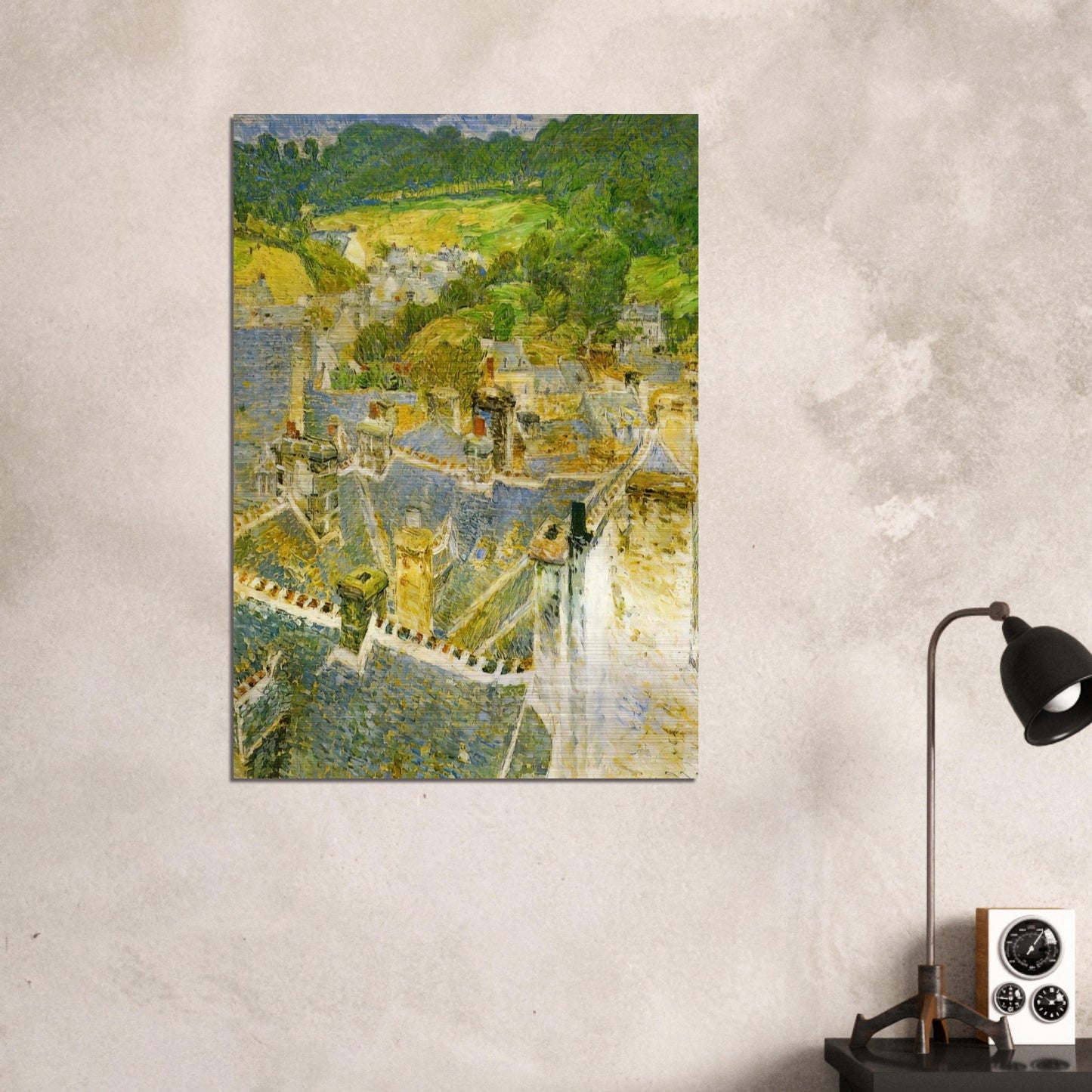 Rooftops, Pont-Aven - Childe Hassam Brushed Aluminum Print - 70x100 cm / 28x40 inches | Childe Hassam Aluminum Print | Childe Hassam Prints