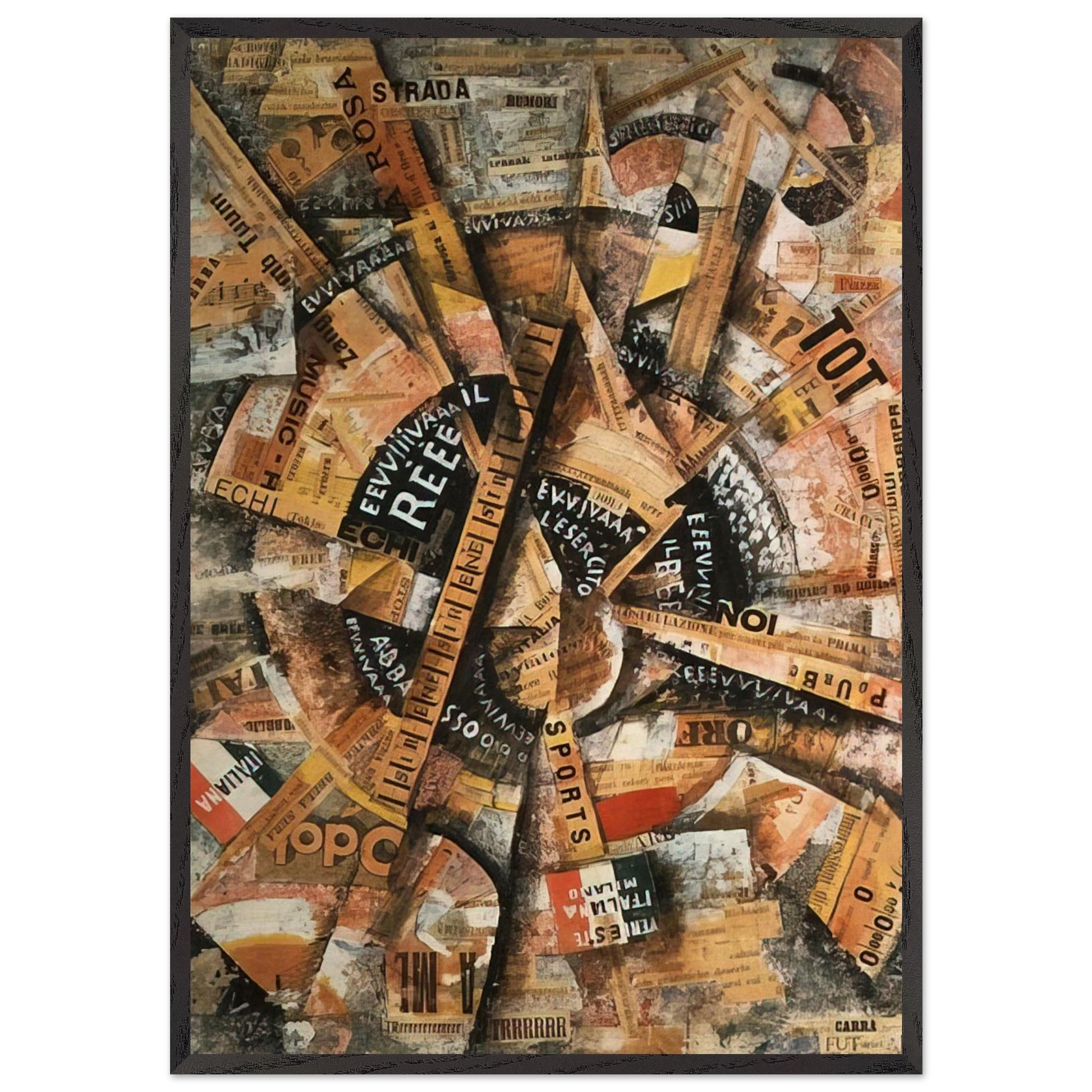 INTERVENTIONIST DEMONSTRATION PATRIOTIC HOLIDAY FREEWORD PAINTING 1914 1914 - Carlo Carra Framed Art Print – Black Wooden Frame - Default Title - -Framed Art Print