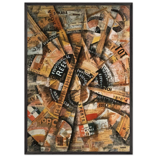 INTERVENTIONIST DEMONSTRATION PATRIOTIC HOLIDAY FREEWORD PAINTING 1914 1914 - Carlo Carra Framed Art Print – Black Wooden Frame - Default Title - -Framed Art Print