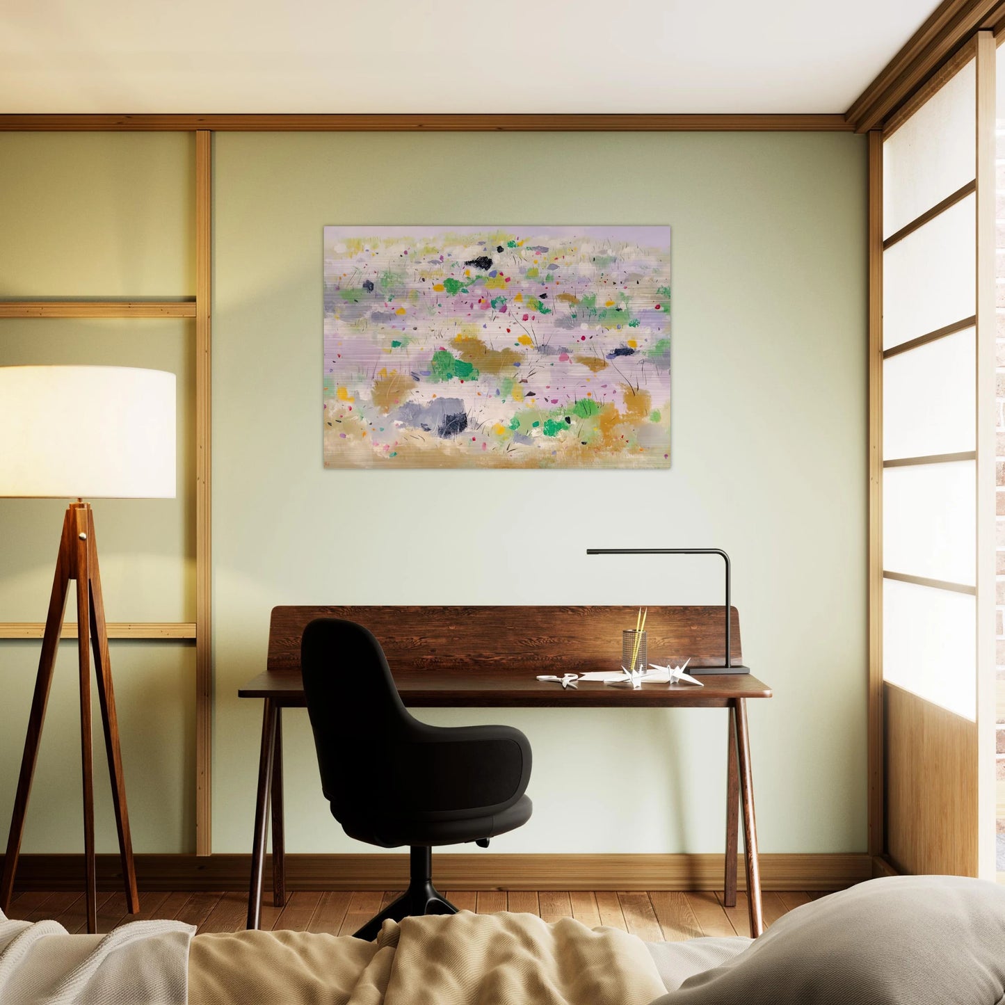 The Blooming Mountain - Abstract Expressionism, Ink and wash painting - Wu Guanzhong Brushed Aluminum Print - 70x100 cm / 28x40 inches | Wu Guanzhong Aluminum Print | Wu Guanzhong Prints