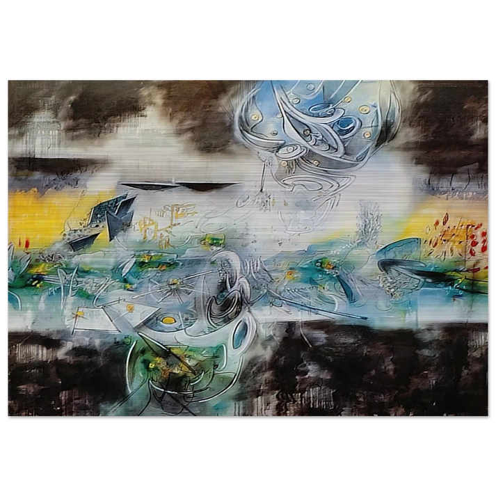 ABRIR EL CUBO Y ENCONTRAR LA VIDA - Roberto Matta Brushed Aluminum Print - 70x100 cm / 28x40 inches | Roberto Matta Aluminum Print | Roberto Matta Prints