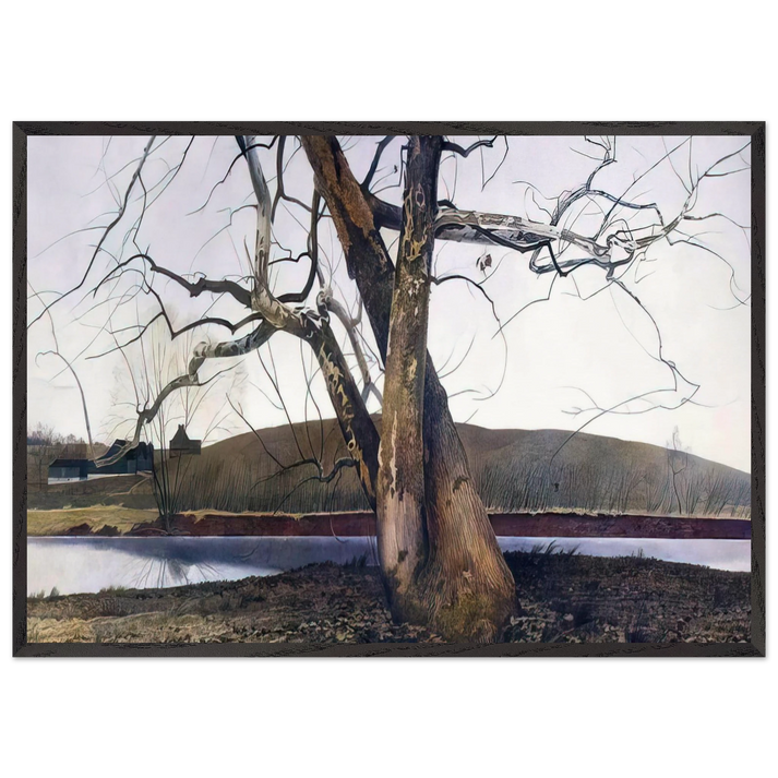 DIL HUEY FARM - Andrew Wyeth 70x100 cm / 28x40 inches Framed Art Print – Black Wooden Frame
