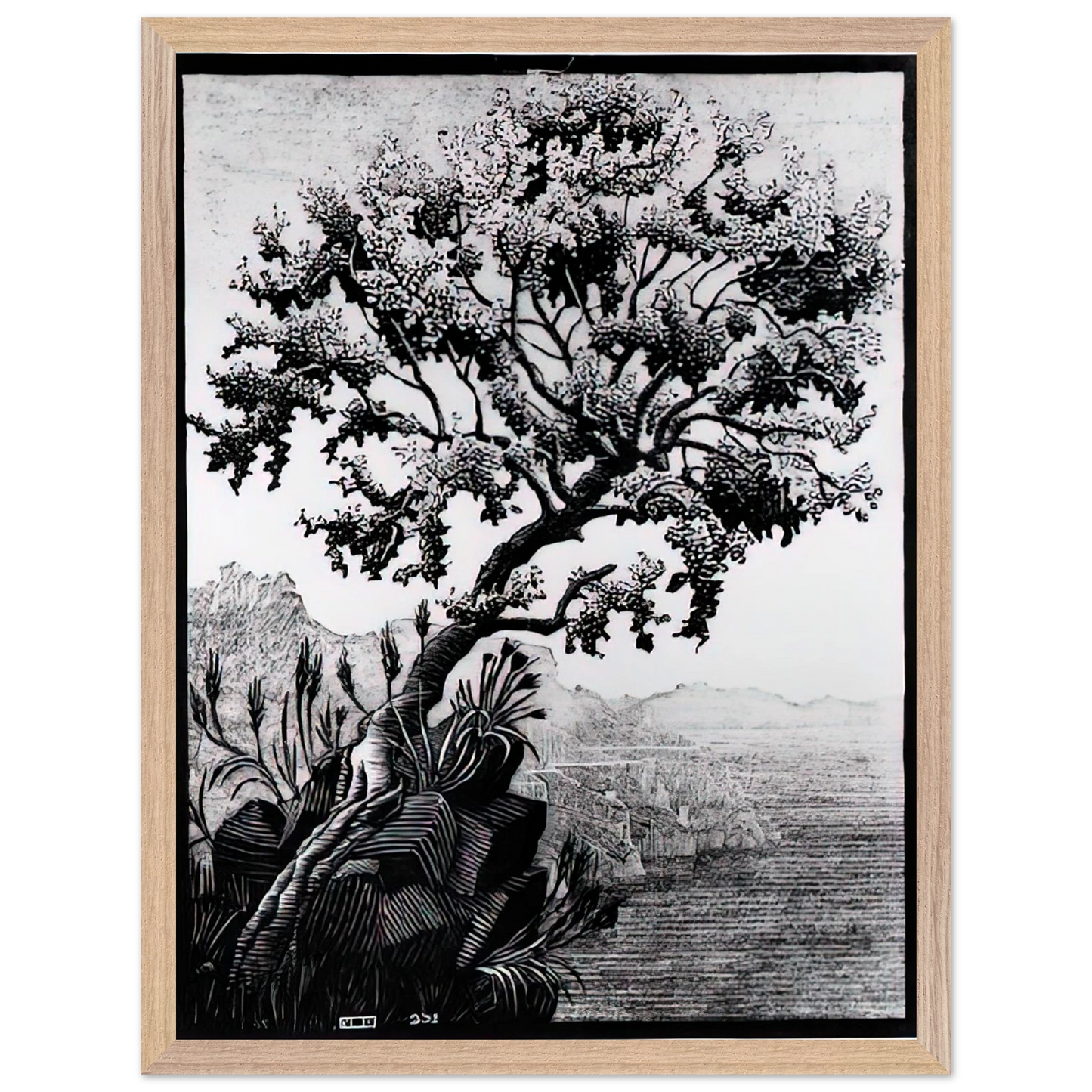 MC Escher - ESCHER (14) Wall Art - 60x80 cm / 24x32 inches - Premium Wooden Framed Poster With Fine Art Paper - White frame