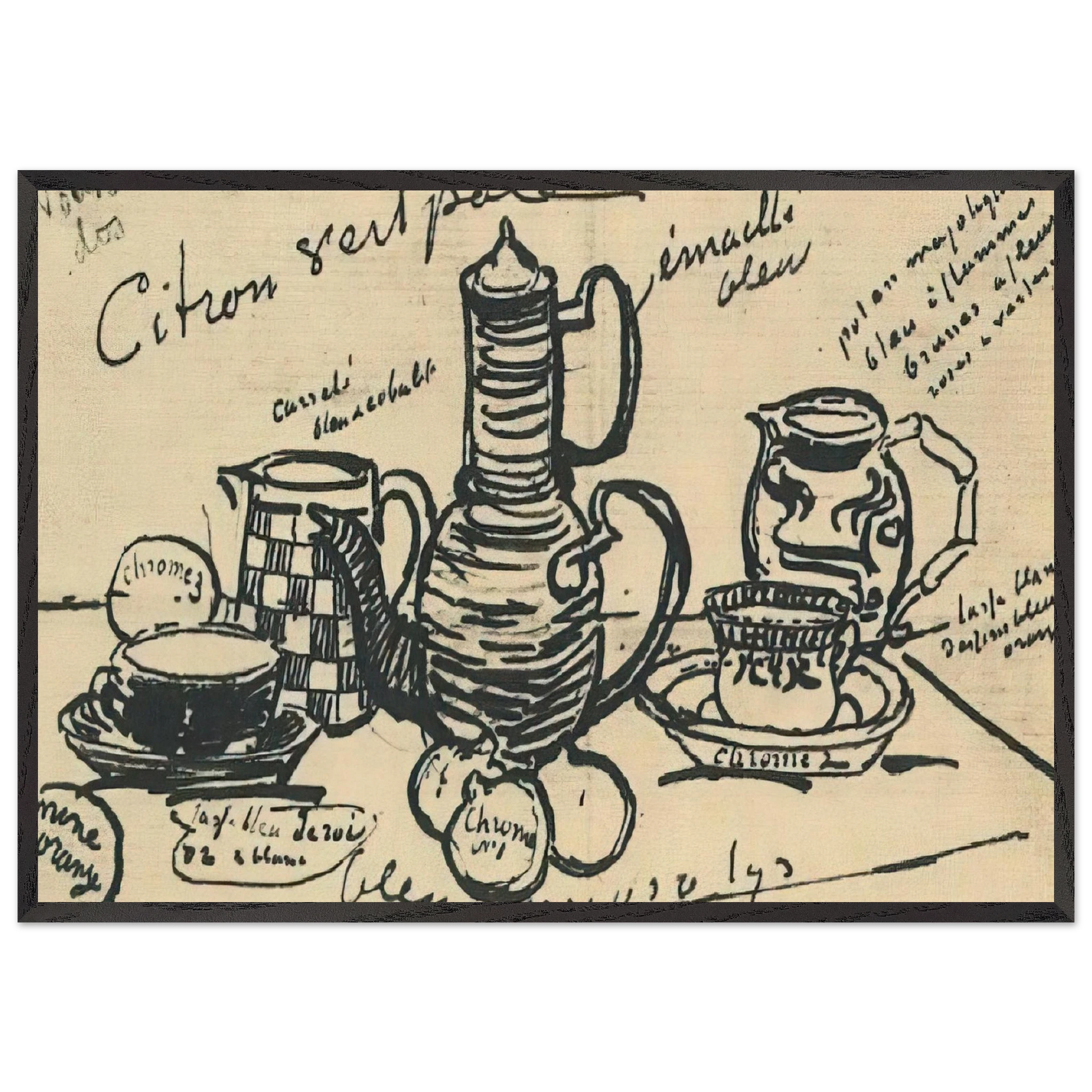 STILL LIFE WITH COFFEE POT N2 - Vincent van Gogh Framed Art Print – Black Wooden Frame - Default Title - -Framed Art Print