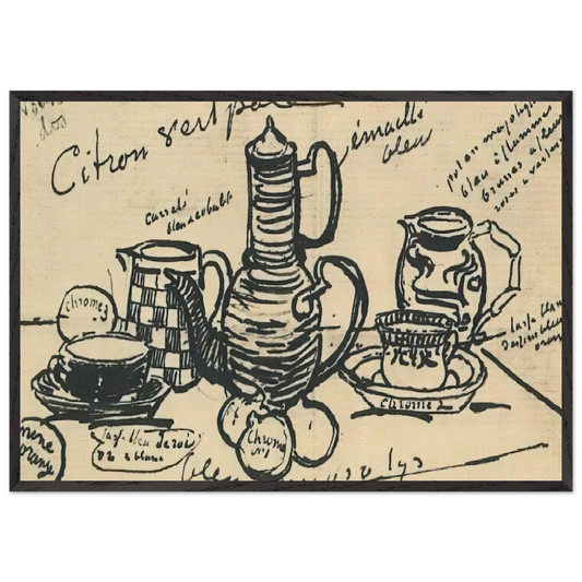 STILL LIFE WITH COFFEE POT N2 - Vincent van Gogh Framed Art Print – Black Wooden Frame - Default Title - -Framed Art Print