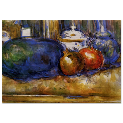 Still Life with Watermelon and Pemegranates - Paul Cézanne Brushed Aluminum Print - 70x100 cm / 28x40 inches | Paul Cézanne Aluminum Print | Paul Cézanne Prints