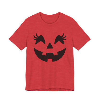 Jack O Lantern Face Pumpkin Eyelashes Halloween Women Girls T-Shirt