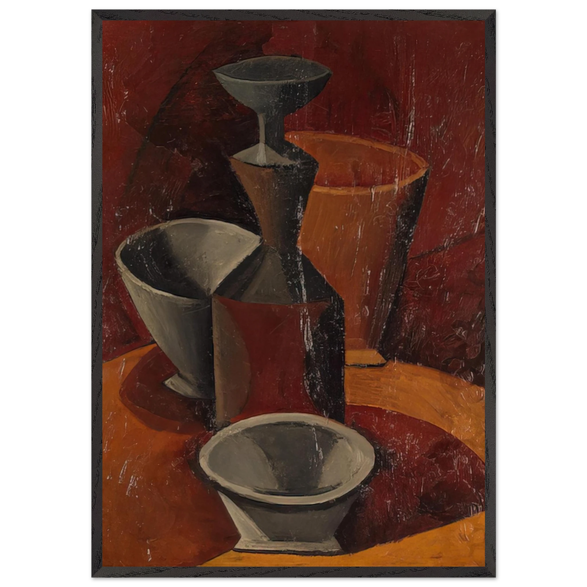 Pitcher and Bowls - 1908 - Pablo Picasso Framed Art Print – Black Wooden Frame - Default Title - -Framed Art Print