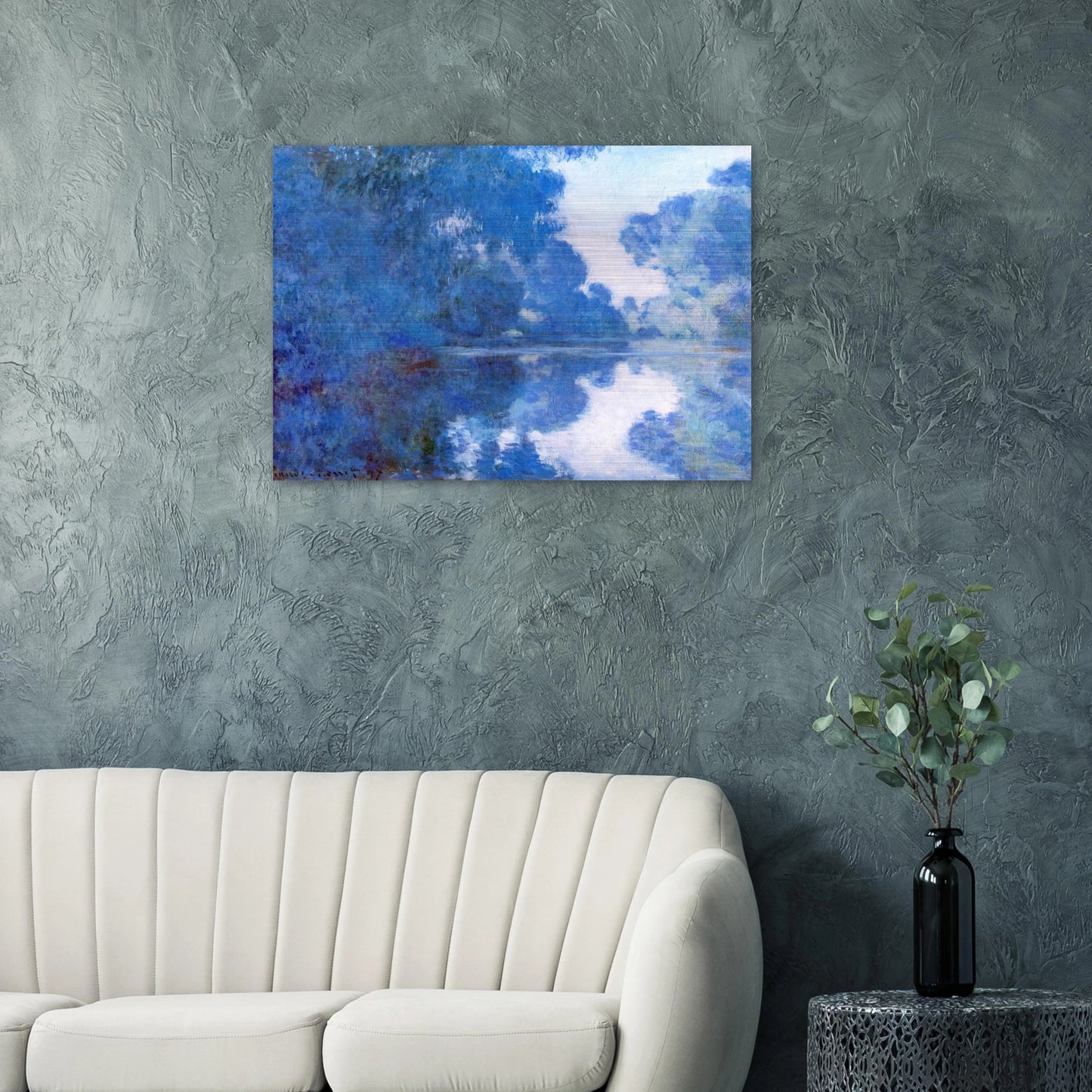Morning on the Seine - claude monet Brushed Aluminum Print - 70x100 cm / 28x40 inches | claude monet Aluminum Print | claude monet Prints