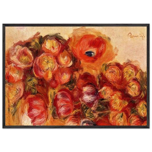 Study of Flowers Anemones and Tulips - Pierre-Auguste Renoir 70x100 cm / 28x40 inches Framed Art Print – Black Wooden Frame