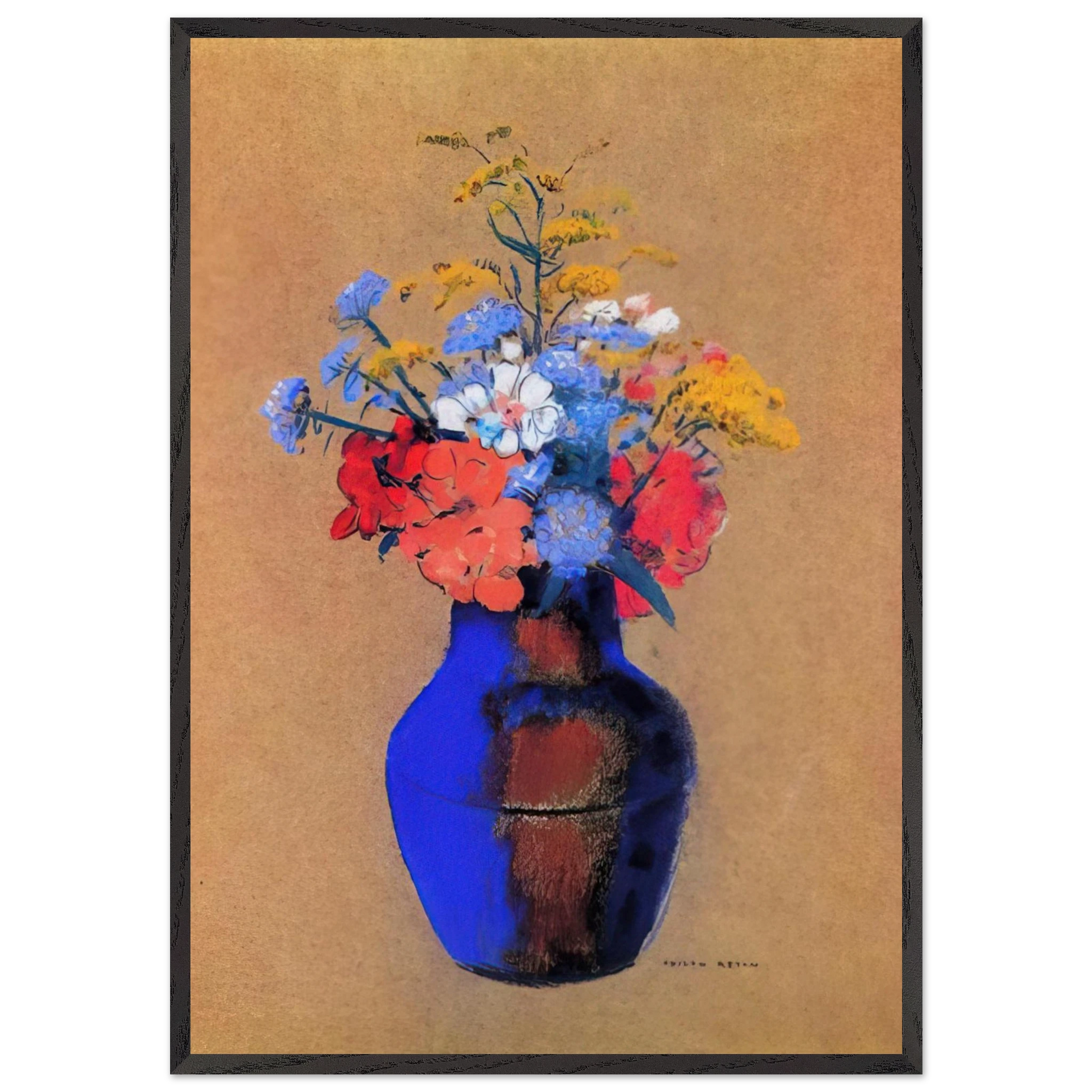 WILD FLOWERS IN A VASE - Odilon Redon Framed Art Print – Black Wooden Frame - Default Title - -Framed Art Print