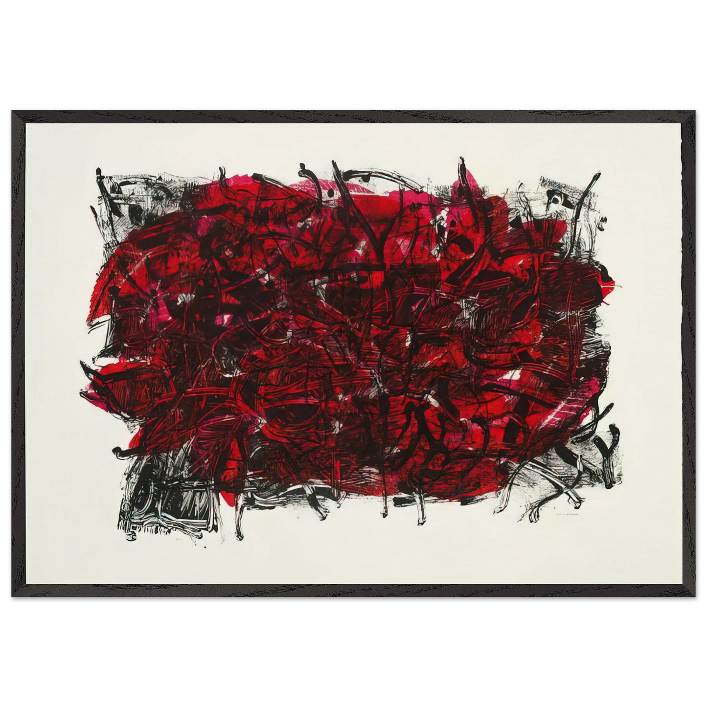 Leaves III 1967 - Jean-Paul Riopelle Framed Art Print – Black Wooden Frame - Default Title - -Framed Art Print