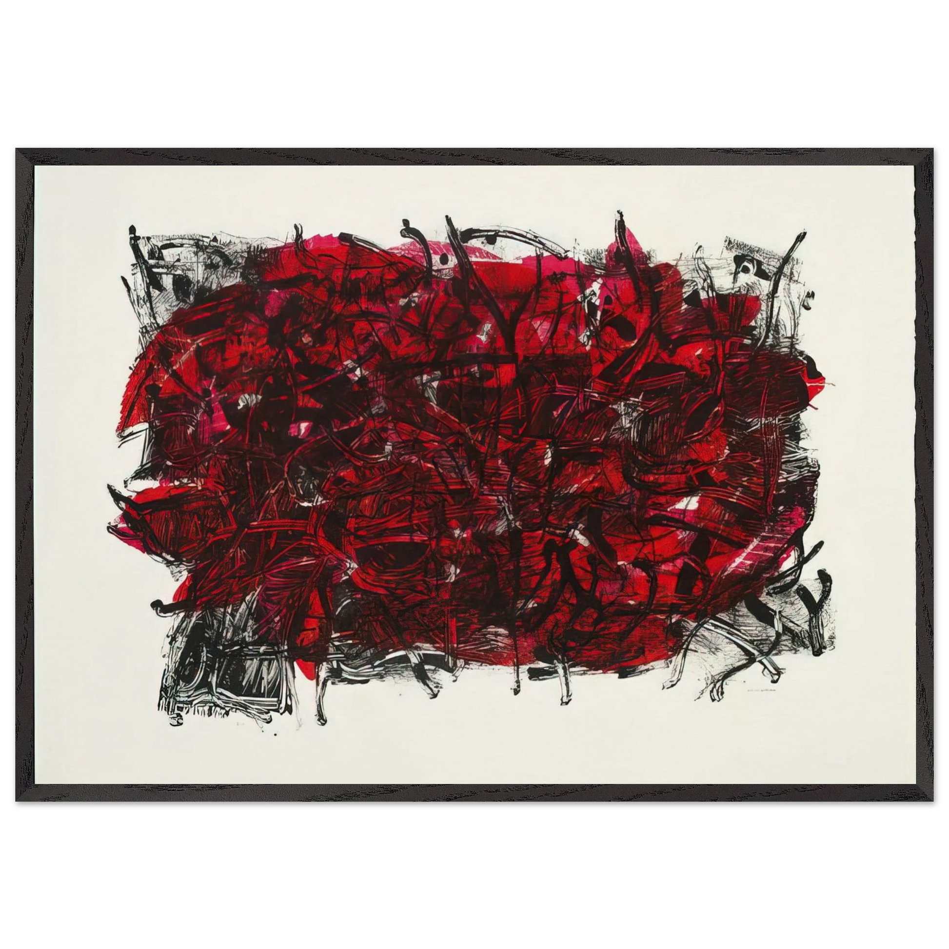 Leaves III 1967 - Jean-Paul Riopelle Framed Art Print – Black Wooden Frame - Default Title - -Framed Art Print