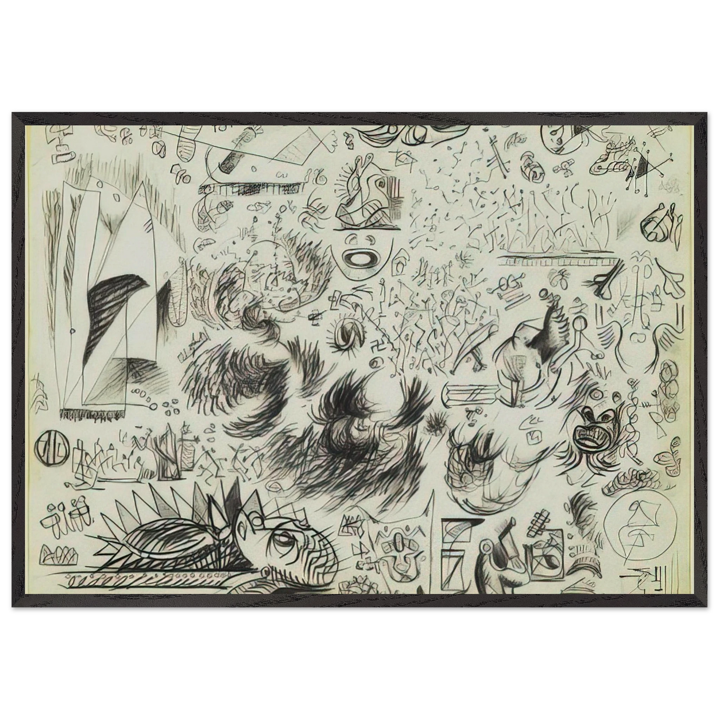 SHEET OF STUDIES 1941 - Jackson Pollock Framed Art Print – Black Wooden Frame - Default Title - -Framed Art Print