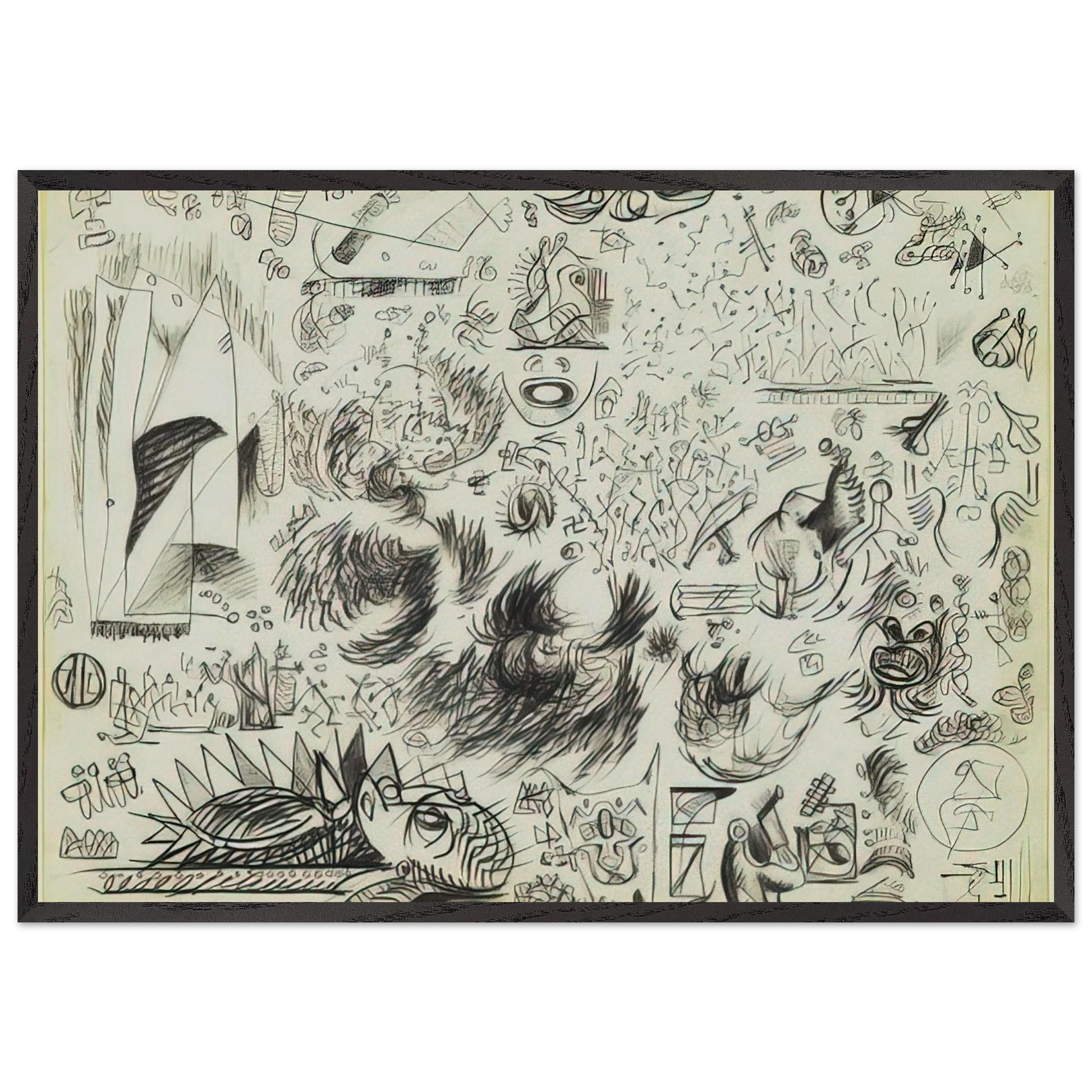 SHEET OF STUDIES 1941 - Jackson Pollock Framed Art Print – Black Wooden Frame - Default Title - -Framed Art Print