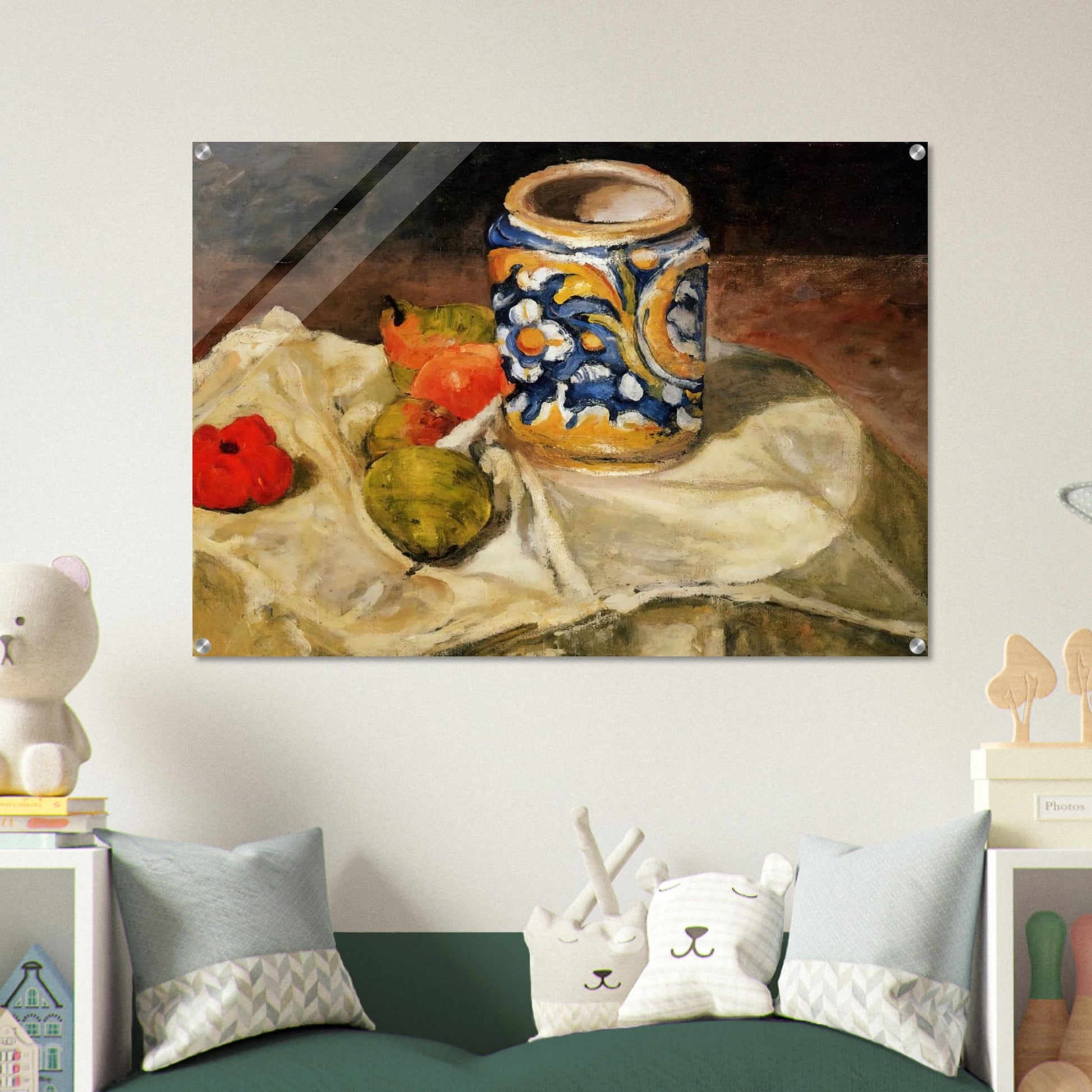 Still life with Italian earthenware jar - Paul Cézanne Acrylic Print - 70x100 cm / 28x40″ inches