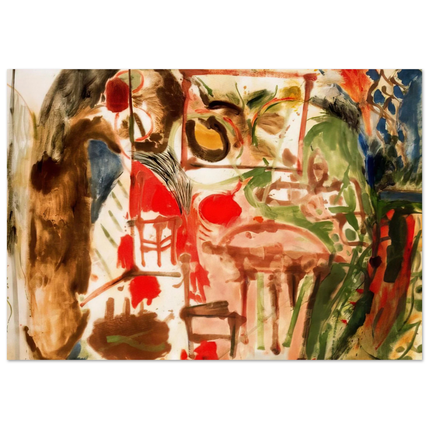 Helen Frankenthaler - Interior - 1957 Wall art - 28x43  cm / XL (11x17 inches) - Premium Wooden Framed Poster With Fine Art Paper - Wood frame