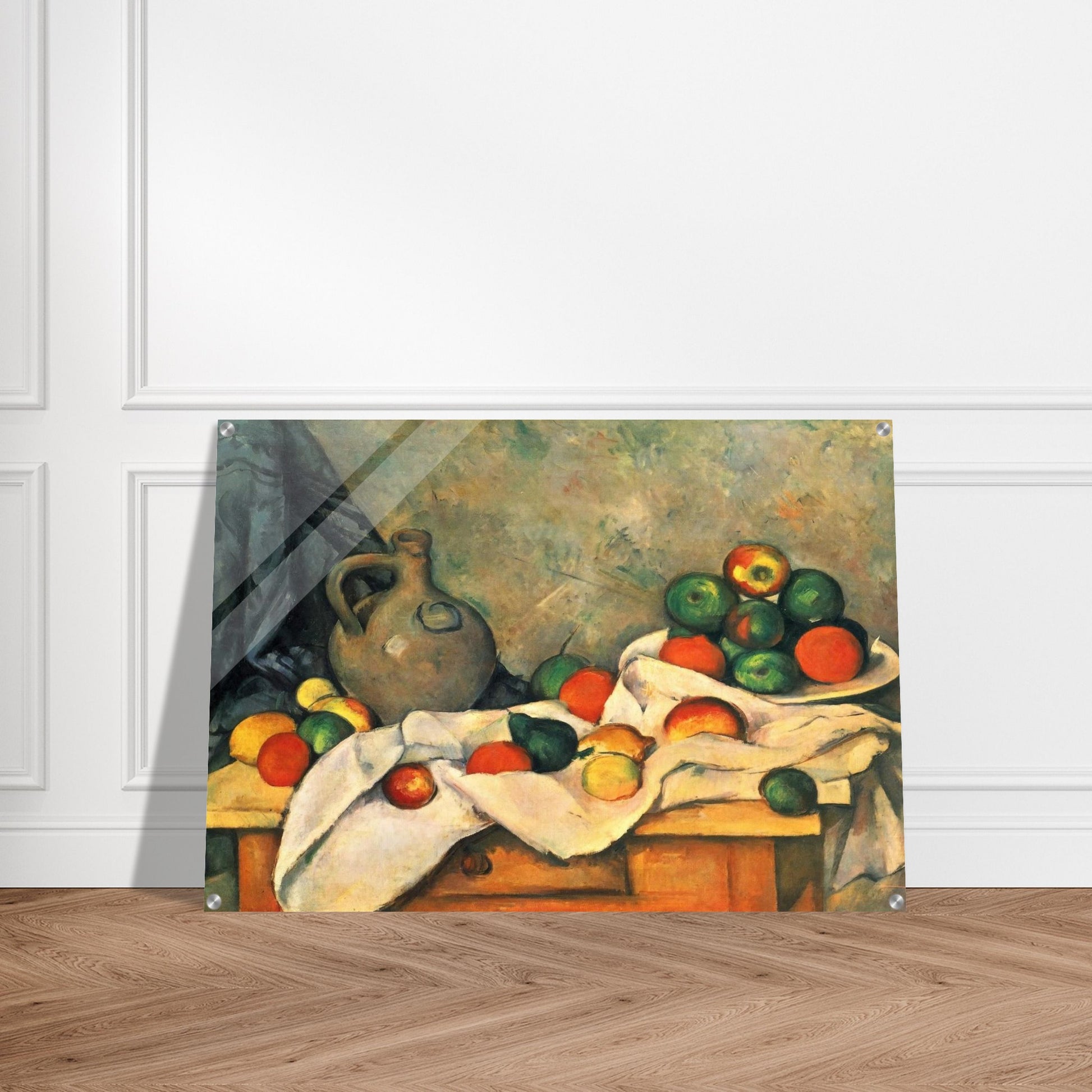 Curtain, Jug and Fruit - Paul Cézanne Acrylic Print - 70x100 cm / 28x40″ inches