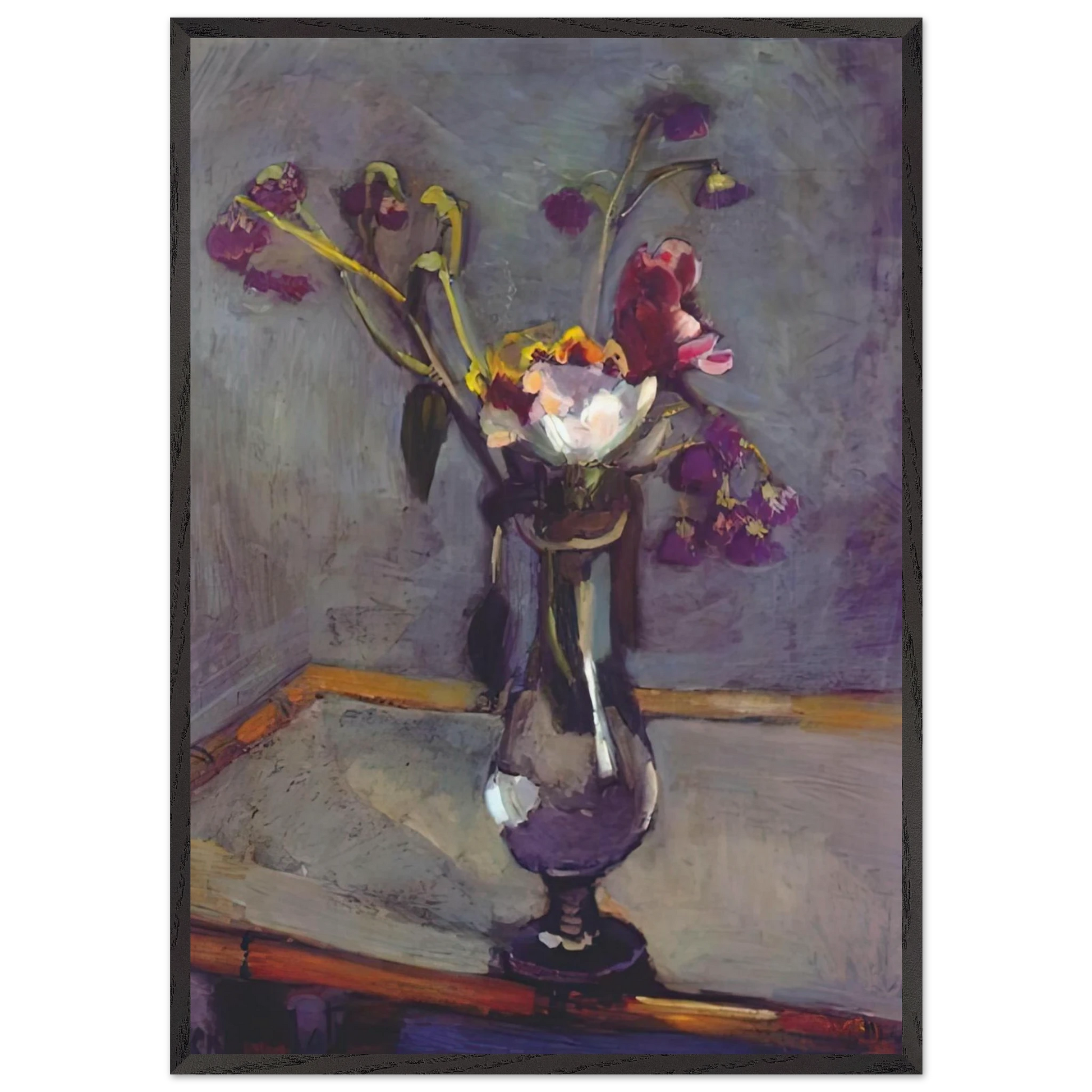 BOUQUET ON A BAMBOO TABLE 1903 - Henri Matisse Framed Art Print – Black Wooden Frame - Default Title - -Framed Art Print