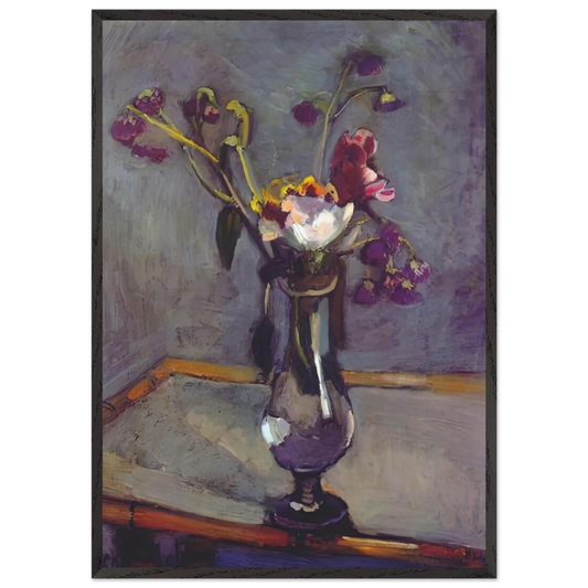 BOUQUET ON A BAMBOO TABLE 1903 - Henri Matisse 70x100 cm / 28x40 inches Framed Art Print – Black Wooden Frame