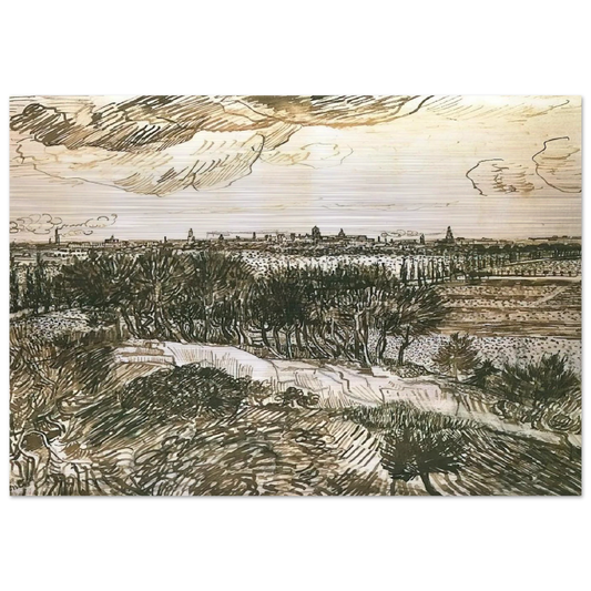 View of Arles from a Hill - Vincent van Gogh Brushed Aluminum Print - 70x100 cm / 28x40 inches | Vincent van Gogh Aluminum Print | Vincent van Gogh Prints
