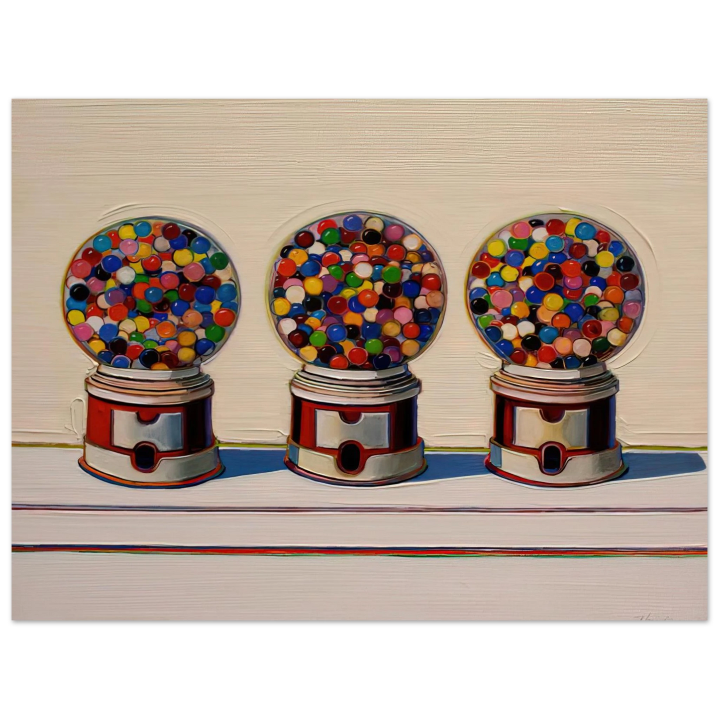 Wayne Thiebaud - Three Machines - 1963 Wall Art - 60x80 cm / 24x32 inches - Premium Wooden Framed Poster With Fine Art Paper - White frame