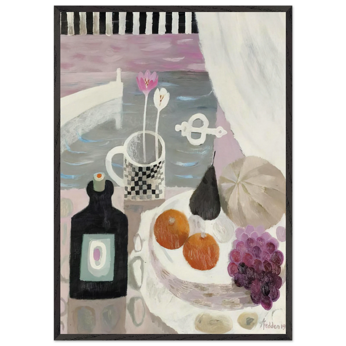 The Checked Mug - 1986 - Mary Fedden 70x100 cm / 28x40 inches Framed Art Print – Black Wooden Frame