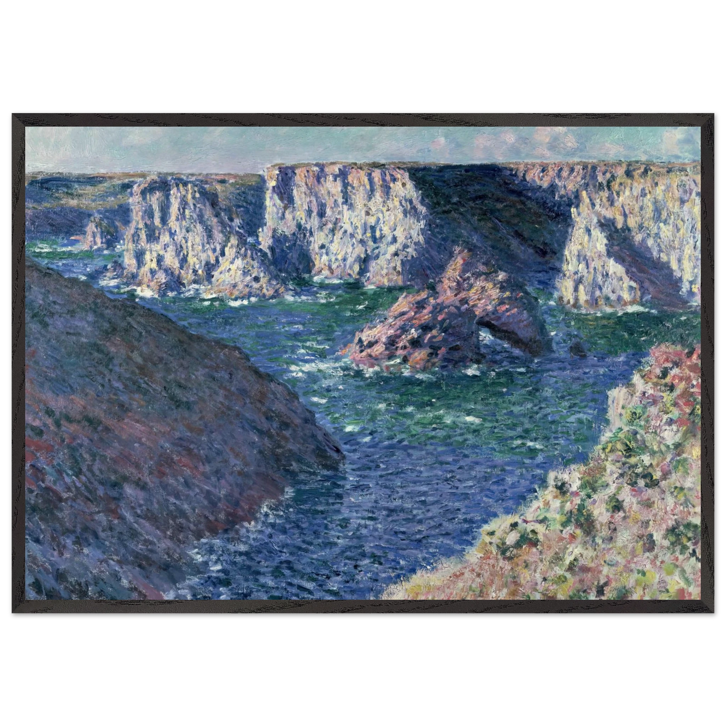 Rocks at Belle-Ile - claude monet Framed Art Print – Black Wooden Frame - Default Title - -Framed Art Print