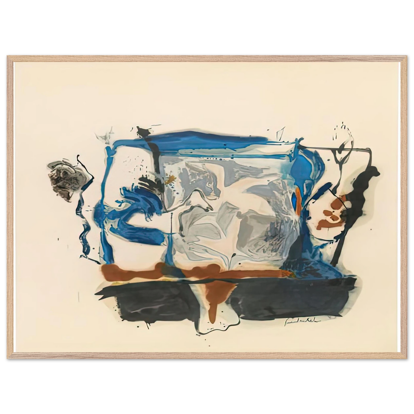 Helen Frankenthaler - Swan Lake II, 1961- Wall Art - 21x29.7 cm / 8x12" - Premium Wooden Framed Poster With Fine Art Paper - White frame