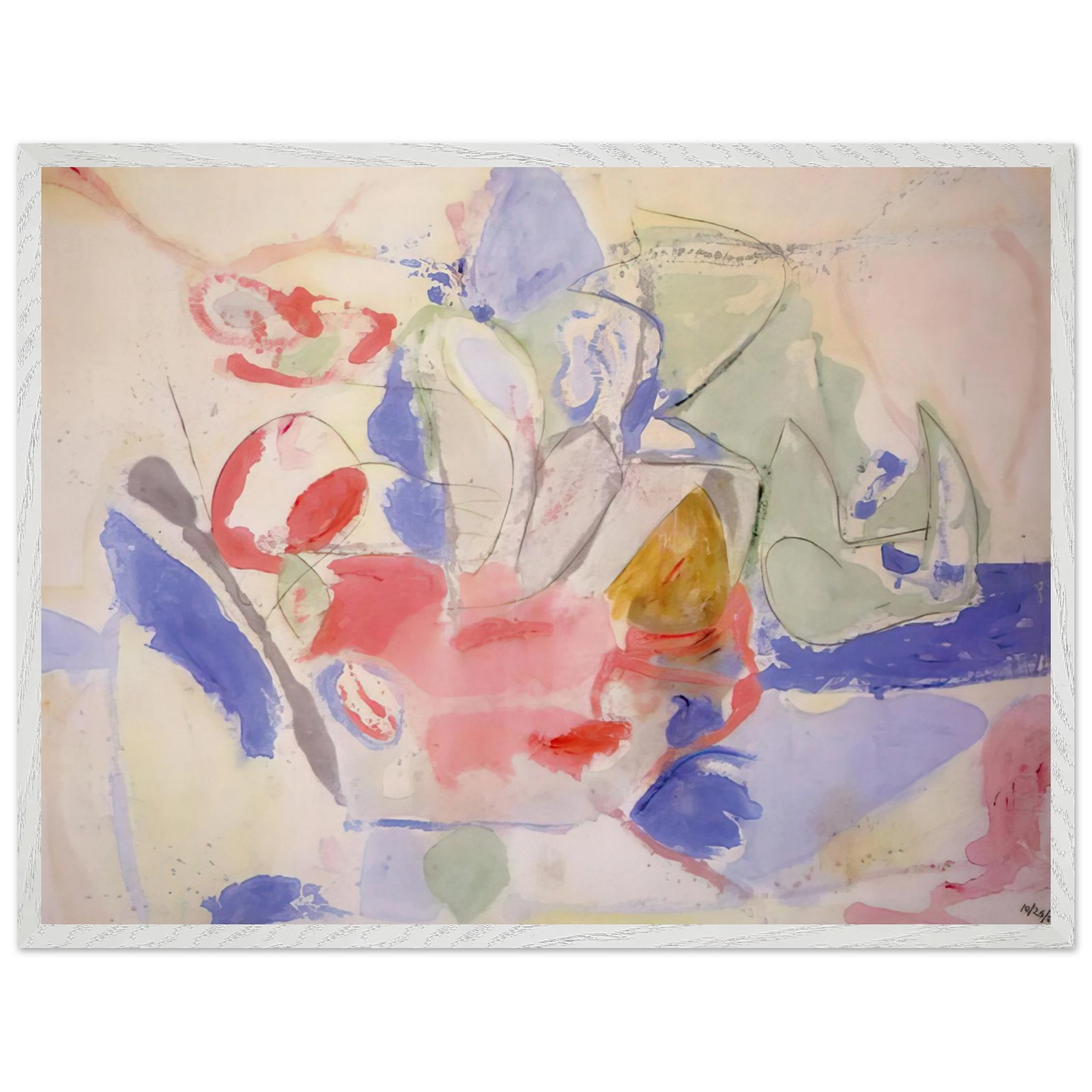 Helen Frankenthaler - Mountains and Sea - 1952 Wall art - 45x60 cm / 18x24 Inches - Premium Wooden Framed Poster With Fine Art Paper - White frame