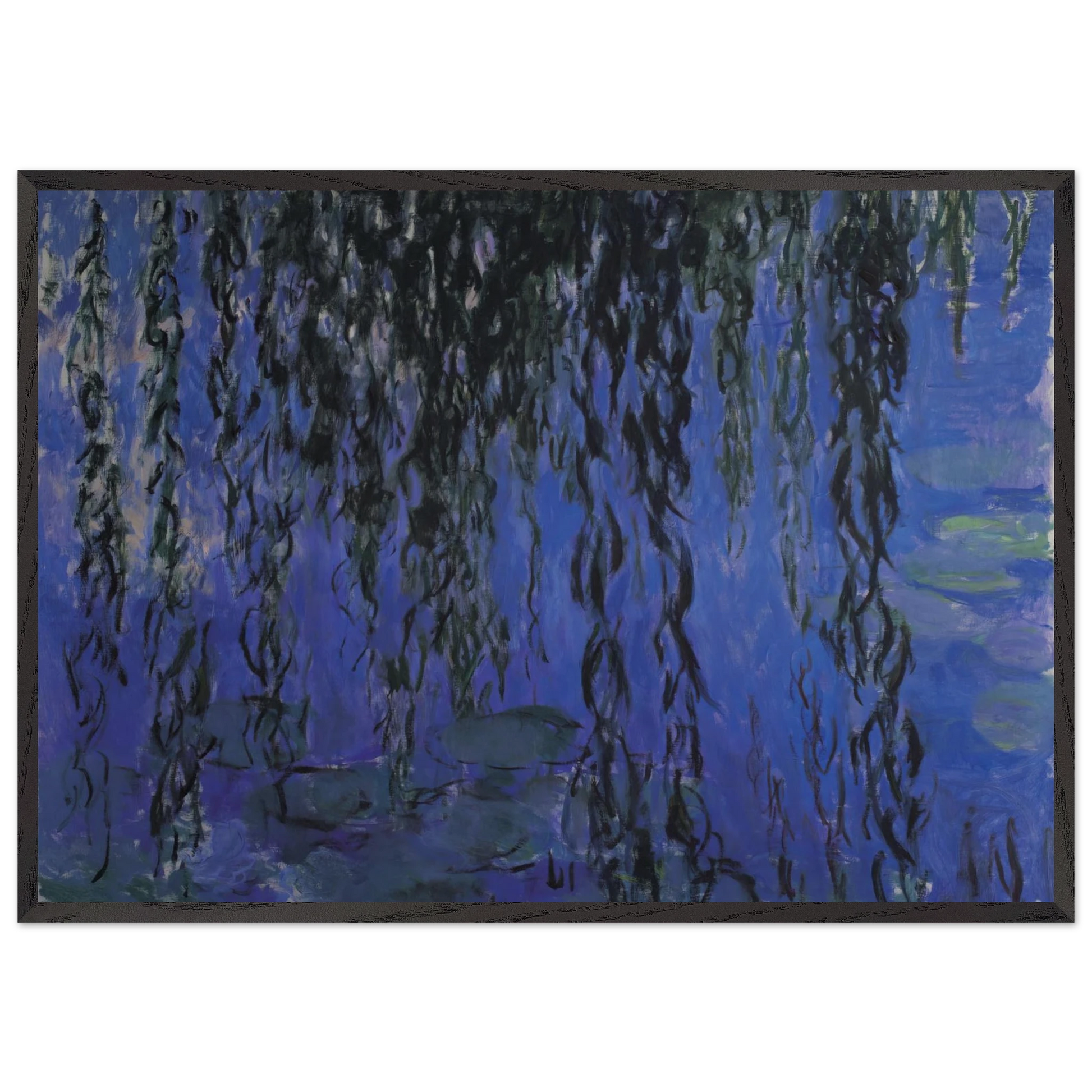 Water Lilies and Weeping Willow Branches - claude monet Framed Art Print – Black Wooden Frame - Default Title - -Framed Art Print