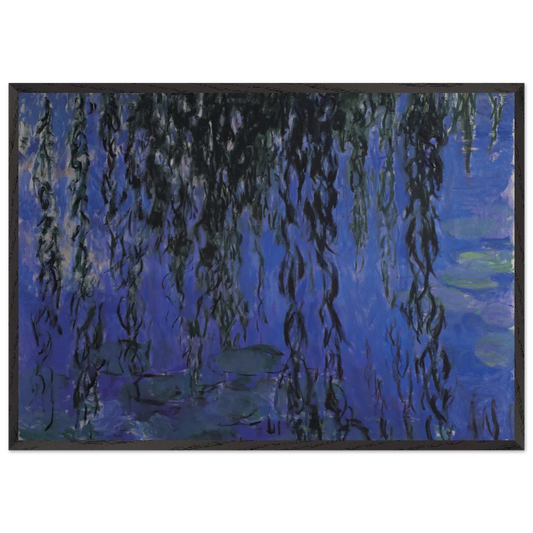 Water Lilies and Weeping Willow Branches - claude monet Framed Art Print – Black Wooden Frame - Default Title - -Framed Art Print