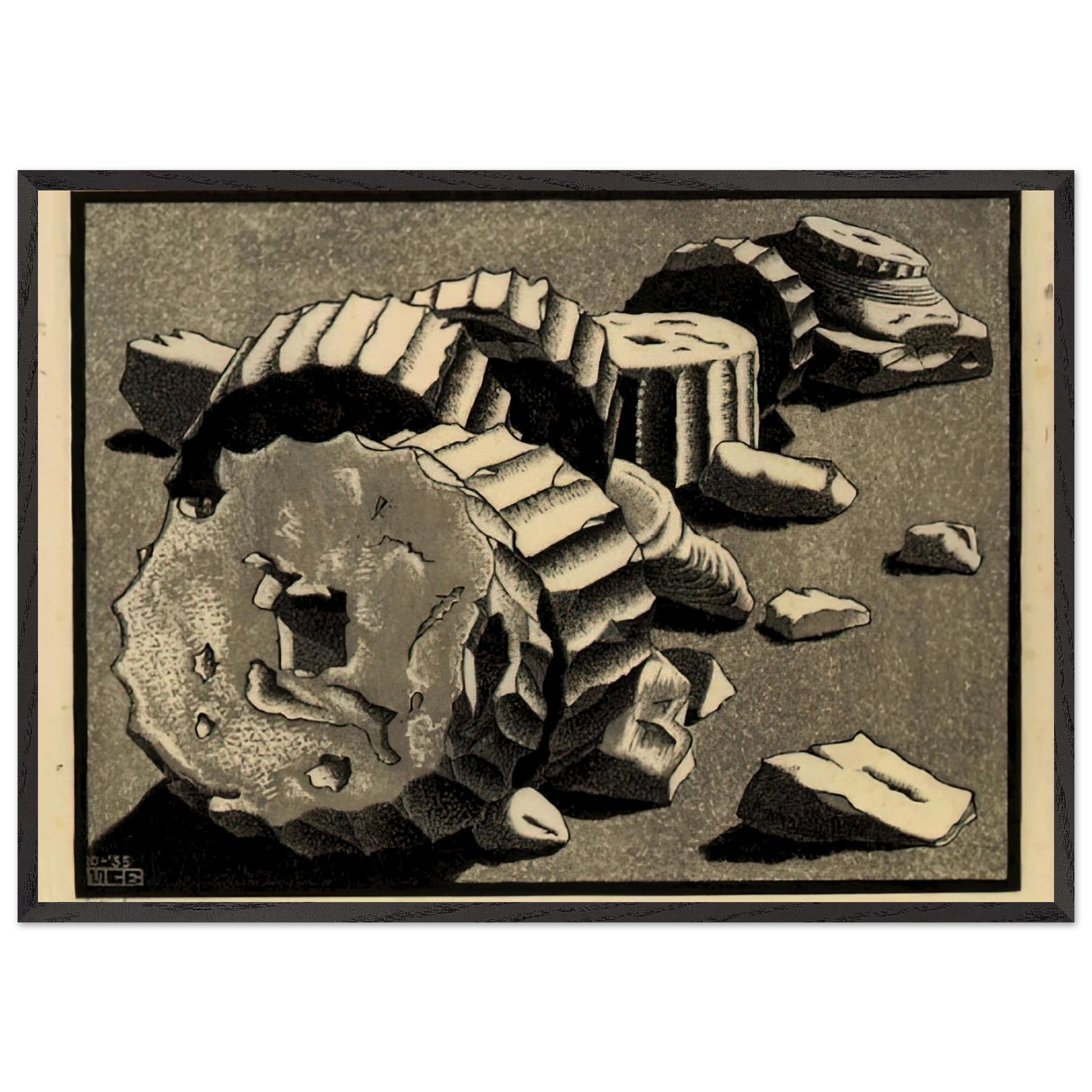 SELINUNTE SICILY OCTOBER 1935 1935 - MC Escher Framed Art Print – Black Wooden Frame - Default Title - -Framed Art Print