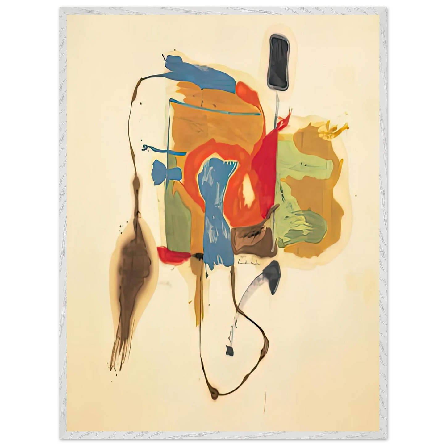 Helen Frankenthaler - Blue Form in a Scene, 1961- Wall Art - 21x29.7 cm / 8x12" - Premium Wooden Framed Poster With Fine Art Paper - Black frame