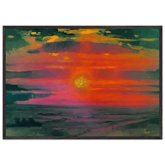 Sunset in the winter A coast of the sea - Arkhyp Kuindzhi Framed Art Print – Black Wooden Frame - Default Title - -Framed Art Print