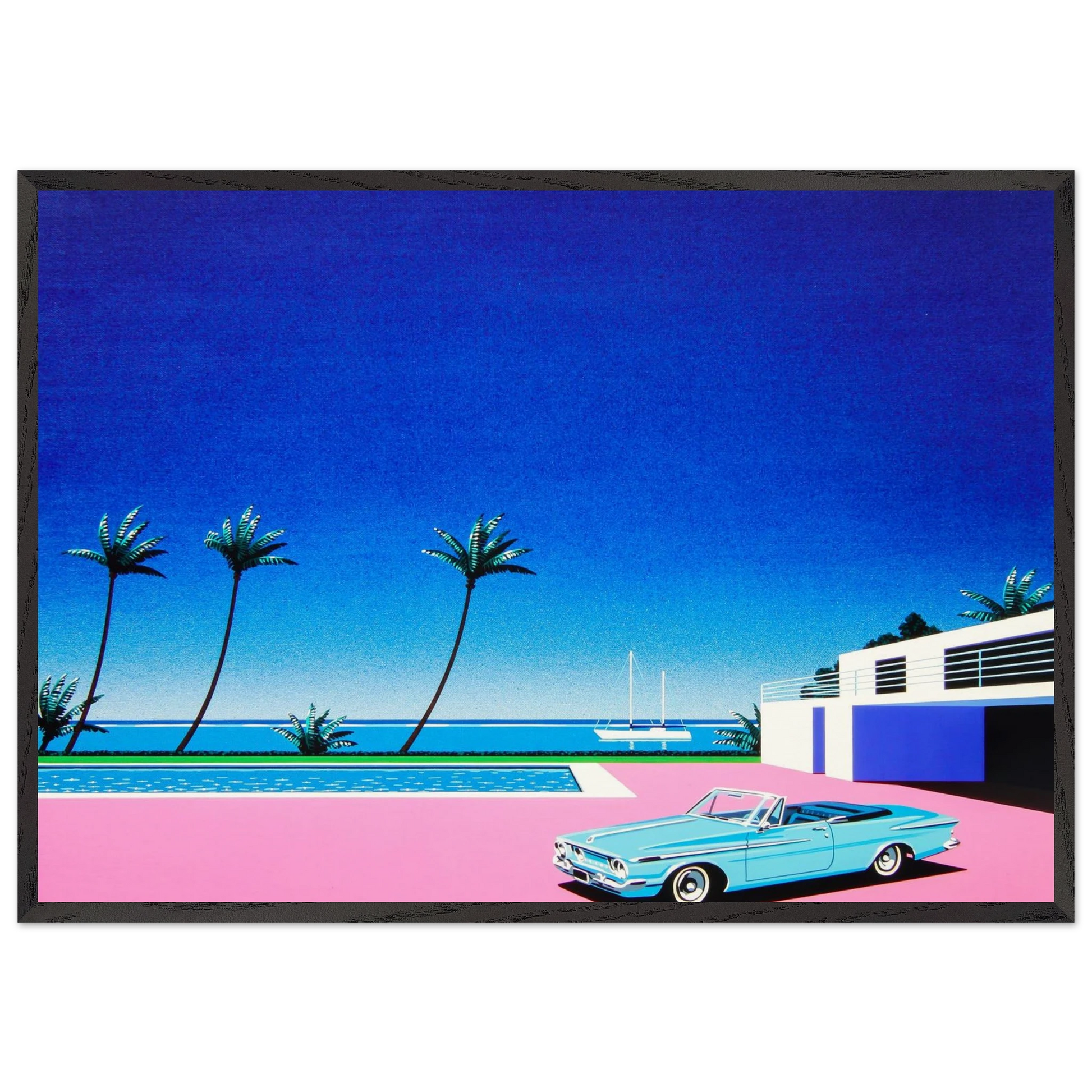 Pink Driveway - Hiroshi Nagai Framed Art Print – Black Wooden Frame - Default Title - -Framed Art Print