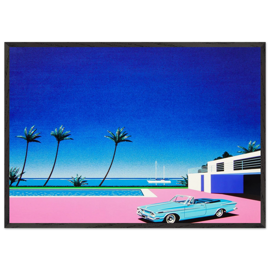 Pink Driveway - Hiroshi Nagai Framed Art Print – Black Wooden Frame - Default Title - -Framed Art Print