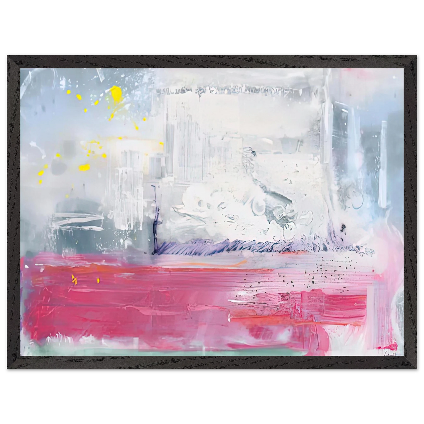 Helen Frankenthaler - Hot Ice, 1990- Wall Art - 60x80 cm / 24x32 inches - Premium Wooden Framed Poster With Fine Art Paper - White frame