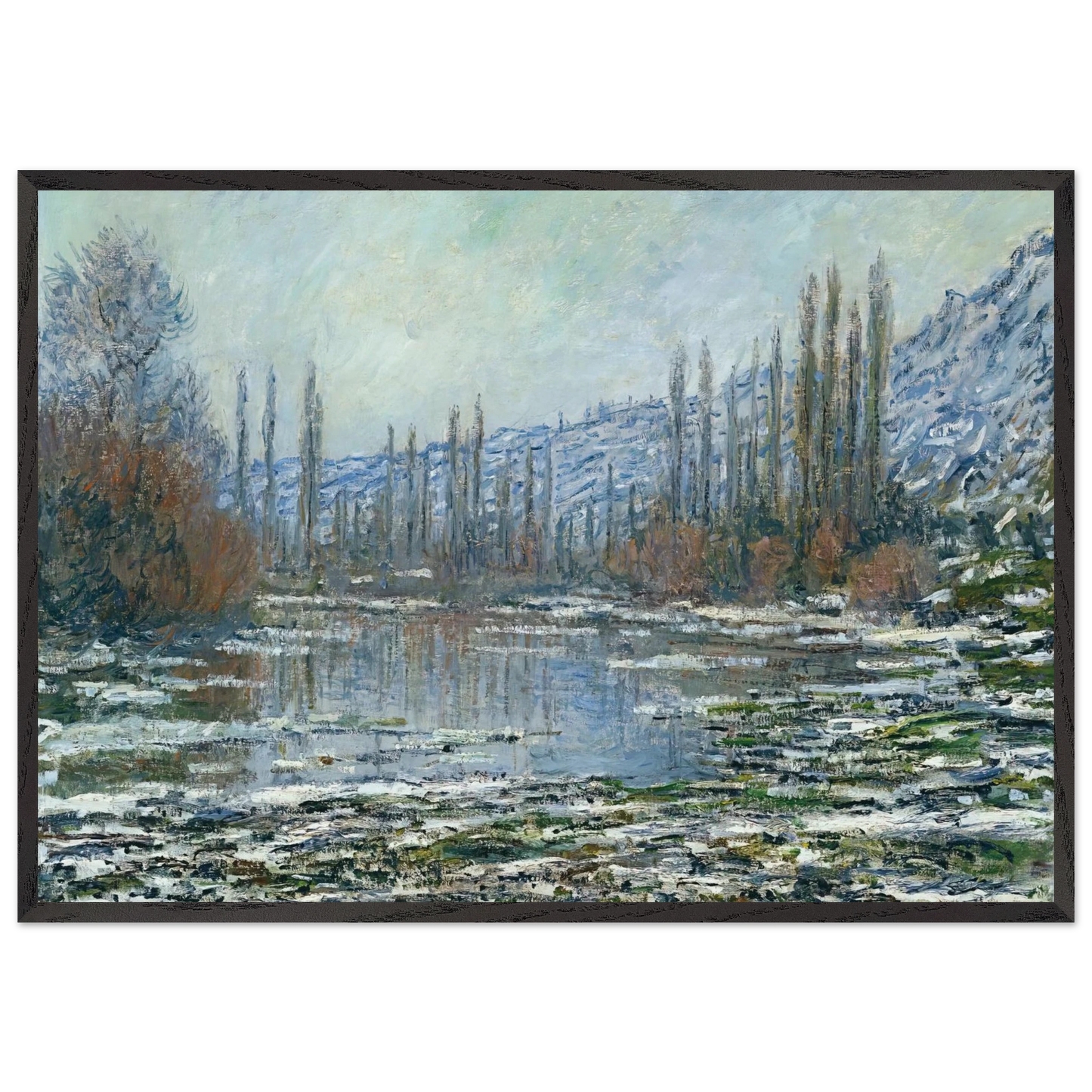 The Thaw at Vetheuil - claude monet Framed Art Print – Black Wooden Frame - Default Title - -Framed Art Print