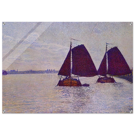BARGES ON THE RIVER SCHELDT 1892 - Theo van Rysselberghe Acrylic Print - 70x100 cm / 28x40″ inches